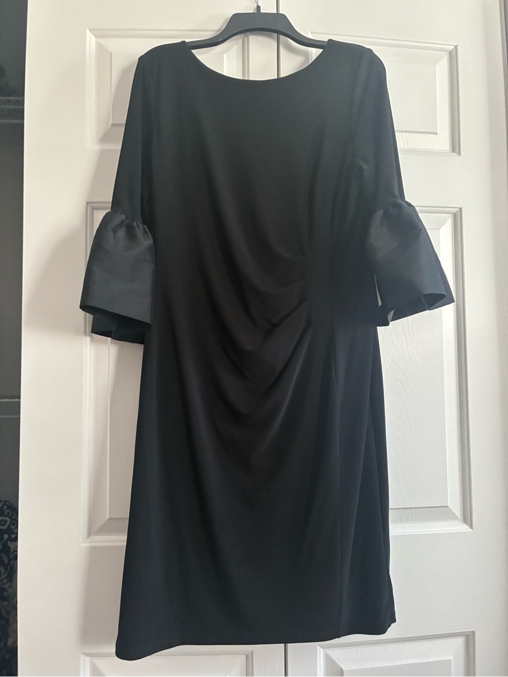 Ralph Lauren Black Shift Dress with Ruffled Elbow Sleeves